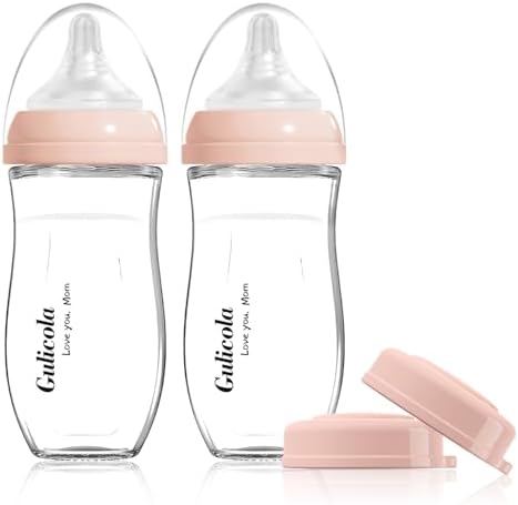 Glass Bottle, 8 oz, 2-Pack, Pink
