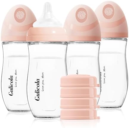 Glass Bottle, 8 oz, 4-Pack, Pink