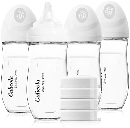 Glass Bottle, 8 oz, 4-Pack, White