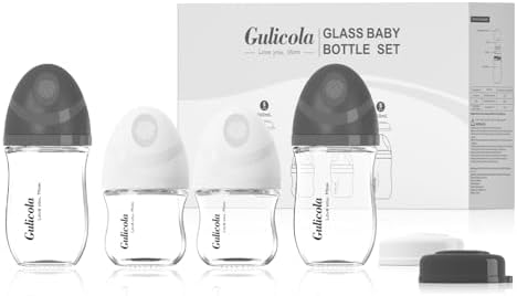 Glass Newborn Set, 4-Pack, Black & White